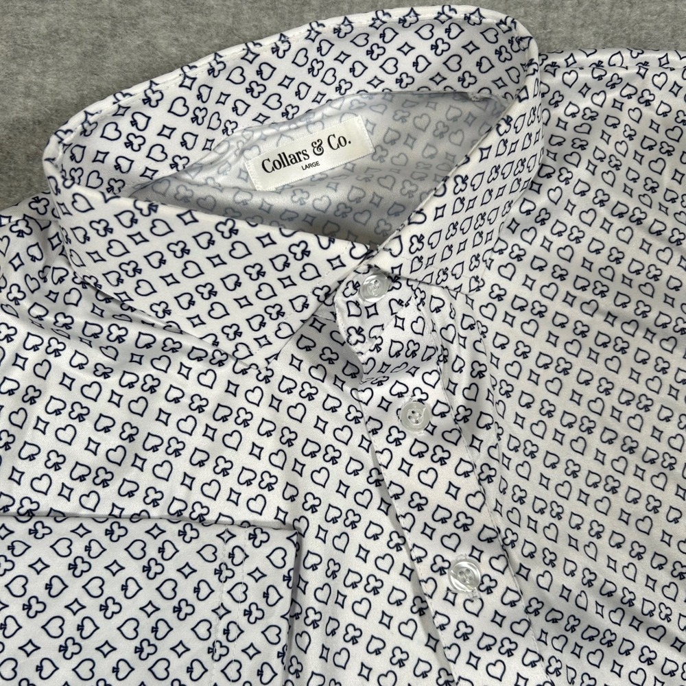 Collars & Co. Men’s White Patterned Button-Up Shirt